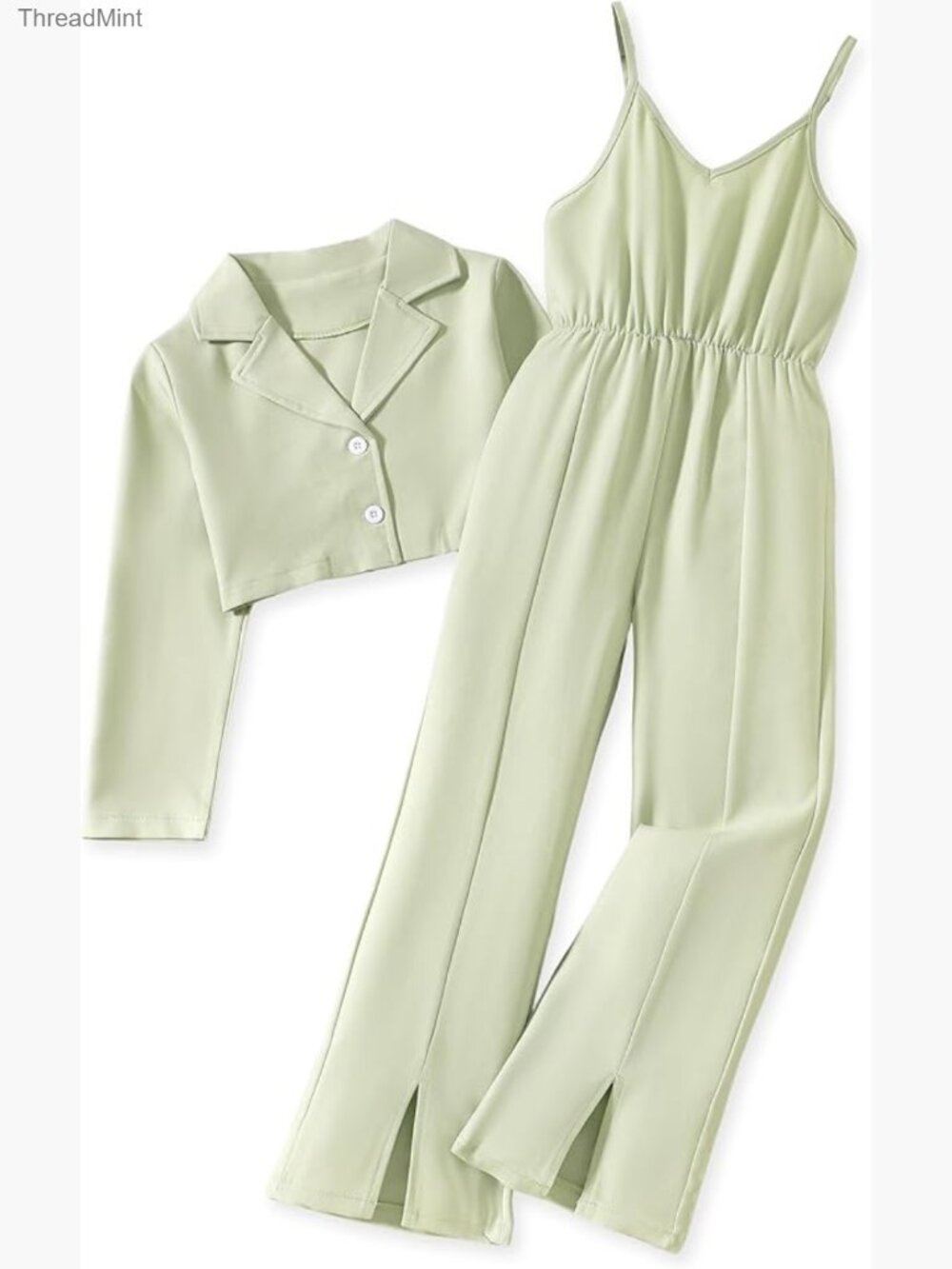 Sleeveless Jumpsuit with Long Sleeve Cropped Blazer for Girls